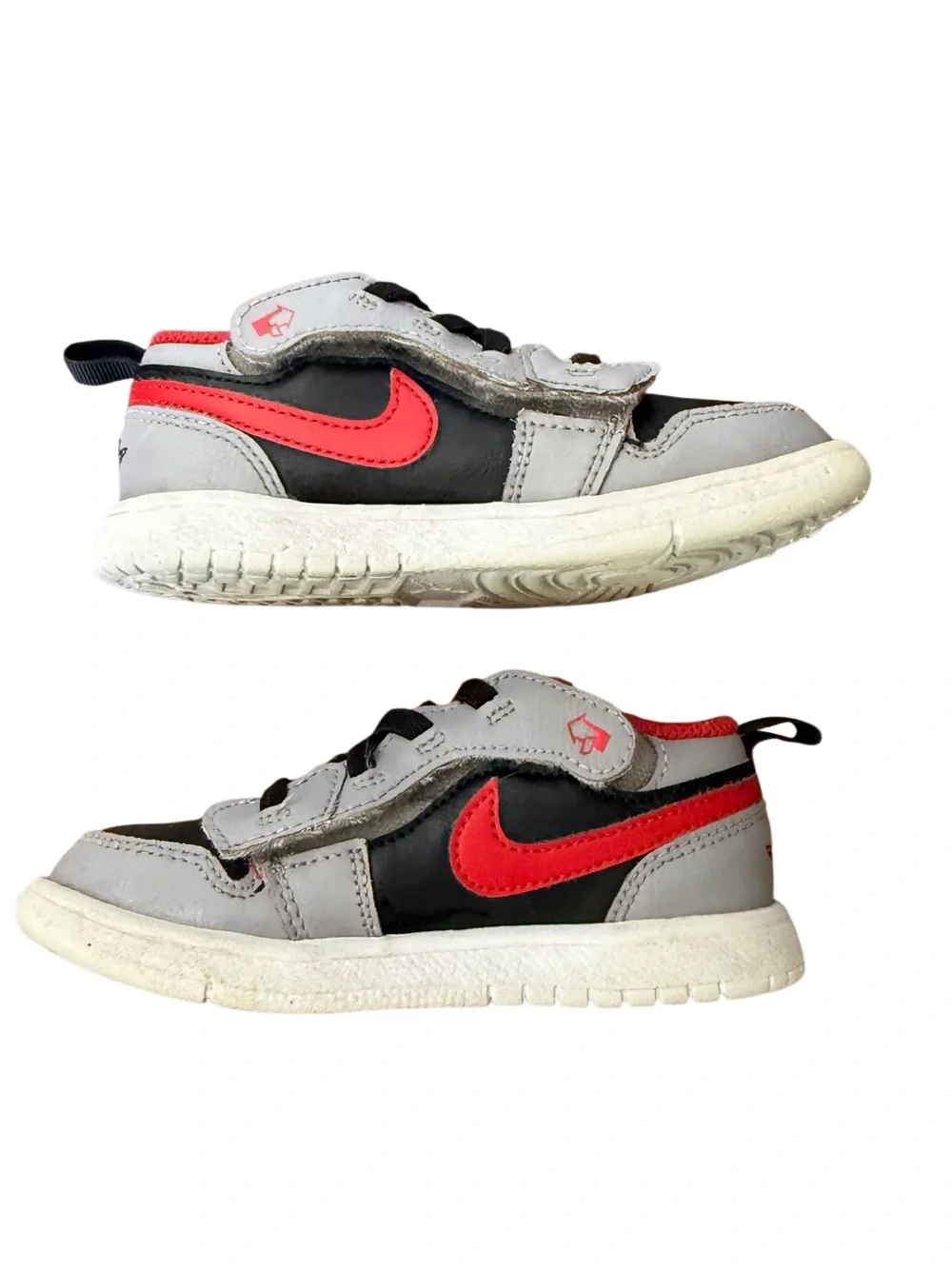 Air Jordan 1 Low Flyer Kids Sneakers in Black/Cement & Red-Size 9C